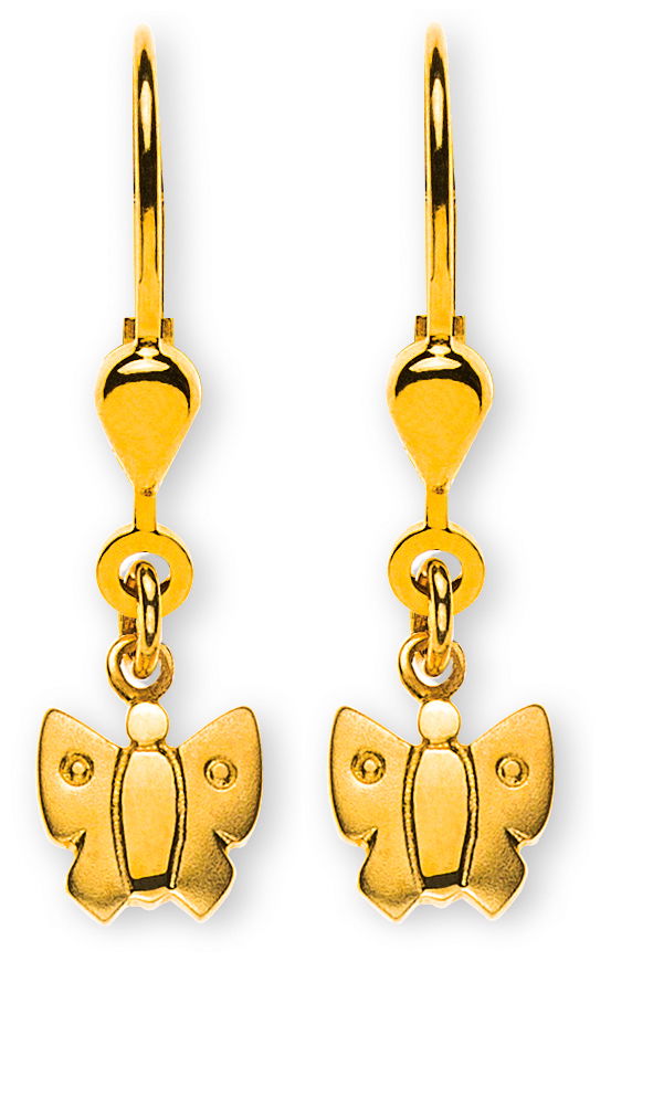 Ohrhänger Schmetterling gesandelt Gelbgold 750 mit Brisur Ohrhänger Schmetterling gesandelt Gelbgold 750 mit Brisur