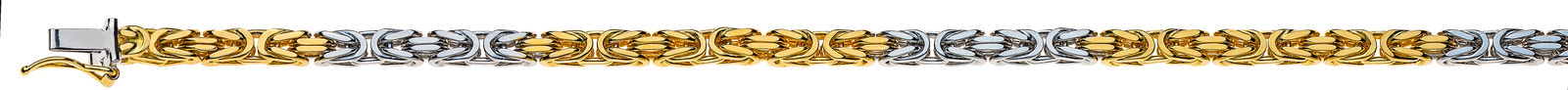 Bracelet Königskette klassisch Bicolor (Gelb-/Weissgold 750) ca. 3.3mm 22 cm