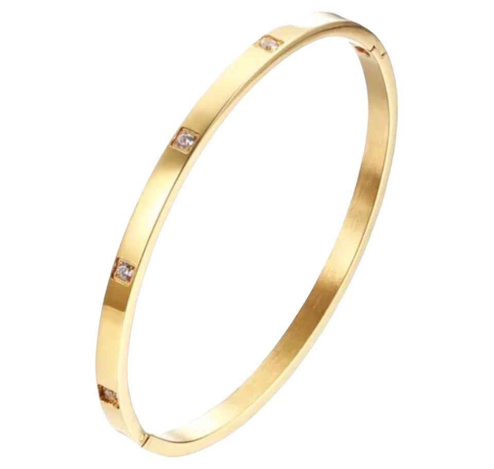 Stahlarmband mit 18K Goldplattierung und CZ (4 MM)