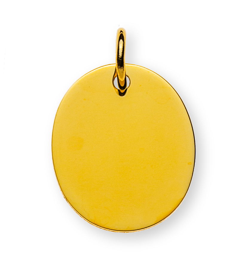 Anhänger Gravurplatte Gelbgold 750 1 Seite poliert, 1 Seite gesandelt Anhänger Gravurplatte Gelbgold 750 1 Seite poliert, 1 Seite gesandelt